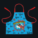 Happy Chanukah Judah Hero Apron<br><div class="desc">Happy Chanukah Judah Maccabee Super Hero apon. Personalise by deleting text and adding your own. Use your favourite font style, colour, and size. Be sure to choose size and strap colour. All design elements can be transferred to other Zazzle products and edited. Happy Hanukkah! Thanks for stopping by. Much appreciated!...</div>