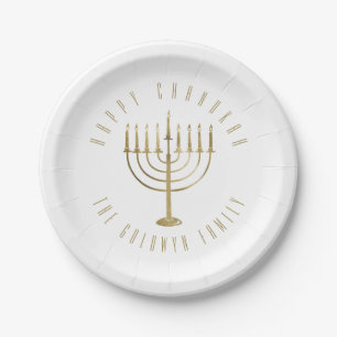 Happy Chanukah Menorah Holiday Paper Plate