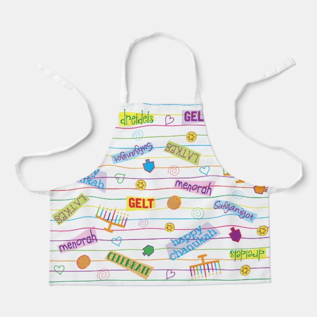Happy Chanukah Pattern Apron (Front)