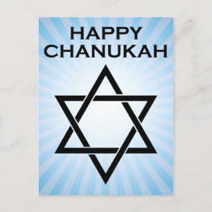 happy chanukah : star of david light burst postcard