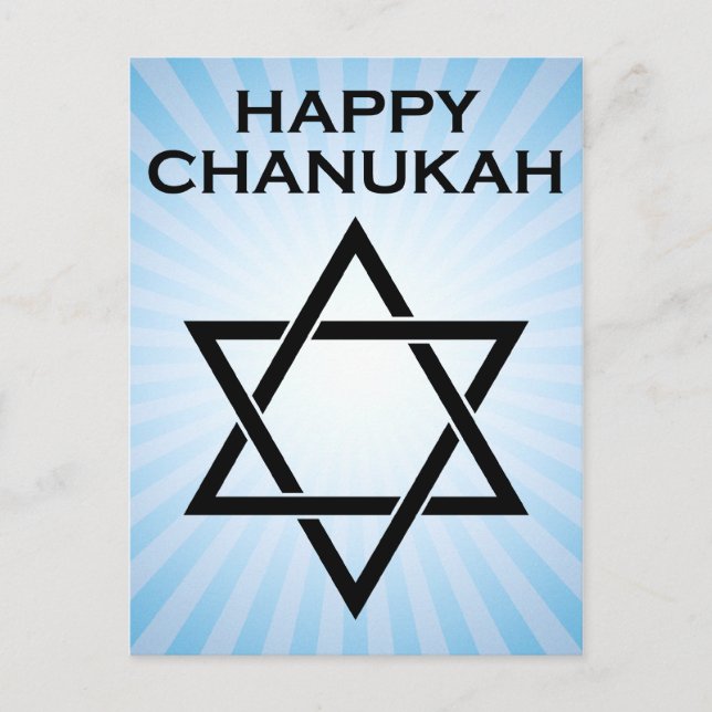 happy chanukah : star of david light burst postcard (Front)
