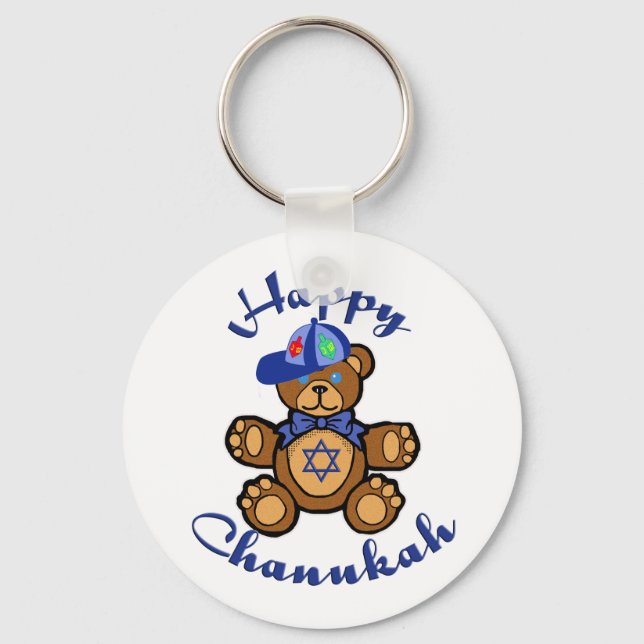 Happy Chanukah Teddy Bear Key Ring (Front)