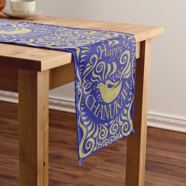 Happy Chanukah Time Long Table Runner (In Situ)