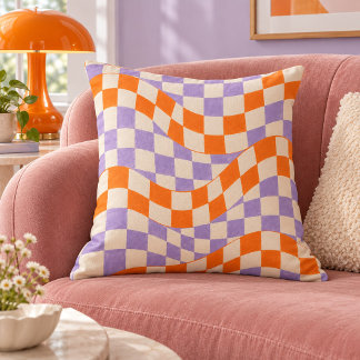 Happy Check Twist Throw Pillow