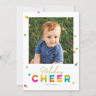 Happy Cheer Colourful Bright Holiday Photo Card