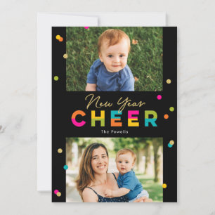 Happy Cheer Colourful Bright New Year Photo Card