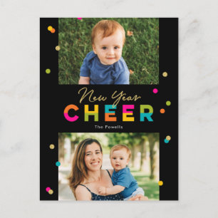 Happy Cheer Colourful Bright New Year Postcard
