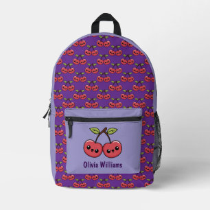 Happy Cherries Personalised Purple Printed Backpack