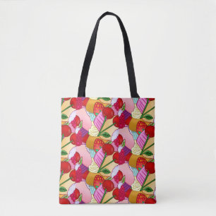 Happy Cherry Fruit Cupcake Muffin Sweet Candy Tote Bag