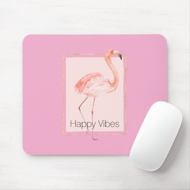 Happy Chic Pink Flamingo Mouse Pad (With Mouse)