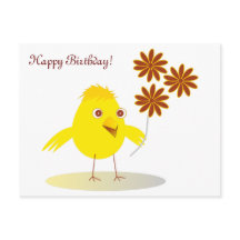 Happy chick with flowers