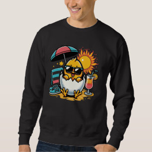 Happy Chick With Shades Beach Fun Summer Vacation Sweatshirt