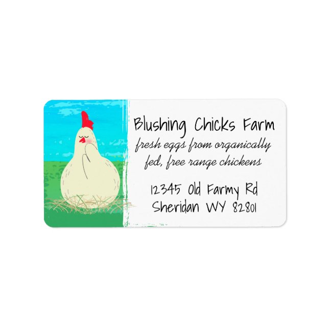 Happy chicken free range farm eggs business card label (Front)