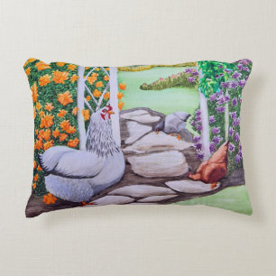 Happy Chicken Garden Decorative Cushion