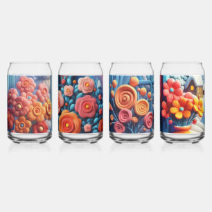 Happy Child Flowers And Houses In The Snow Can Glass