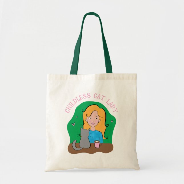 Happy Childless Cat Lady Tote Bag (Front)