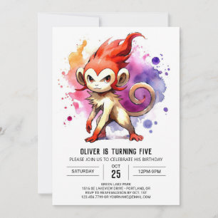 Happy Children Monkey Birthday Invitation