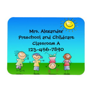 Happy Children Play in Sun, Kids Outdoors Magnet