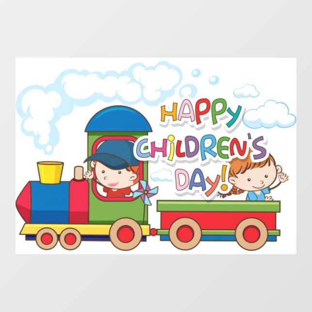 Happy Childrens Day Train and Coach Red Blue Yello (Sheet)