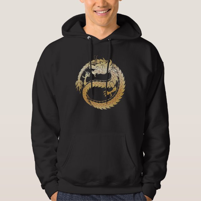 Happy Chinese Lunar New Year 2024 Gold DRAGON Men Hoodie (Front)