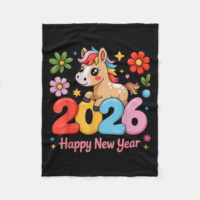 Happy Chinese Lunar New Year 2026 Year Of The Fire Fleece Blanket (Front)