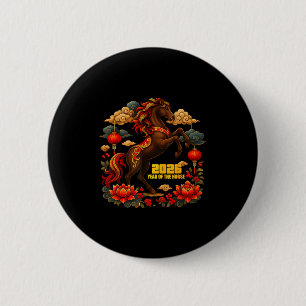 Happy Chinese Lunar New Year Of The Horse 2026 6 Cm Round Badge