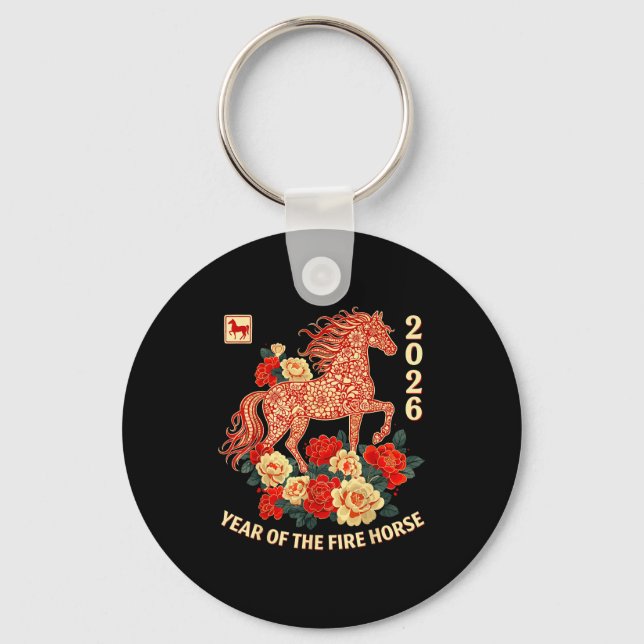 Happy Chinese Lunar New Year Of The Horse 2026 Kid Key Ring (Front)