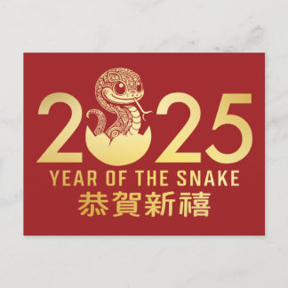 Happy Chinese Lunar Year of the Snake 2025 Holiday Postcard