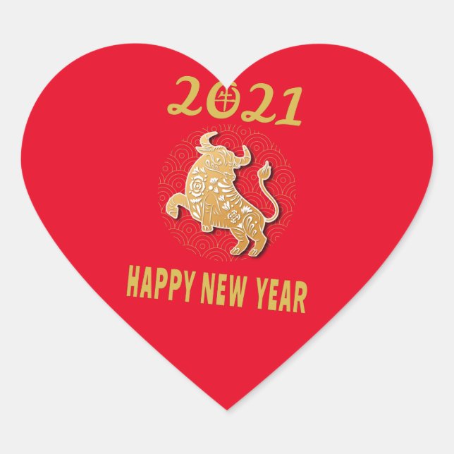 Happy Chinese New Year 2021 Heart Sticker (Front)