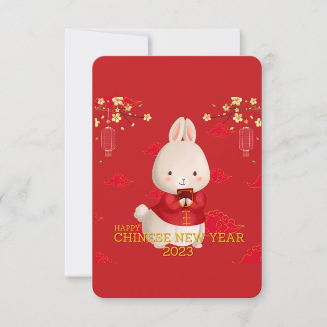 Happy Chinese New Year 2023 - Year Of Rabbit Thank You Card (Front)