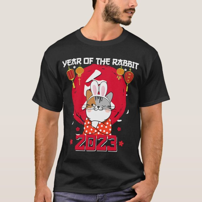 Happy Chinese New Year 2023 Year Of The Rabbit Cat T-Shirt (Front)