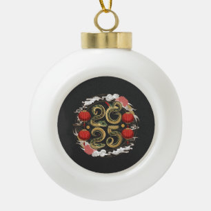 Happy Chinese New Year 2025 Snake Culture Ceramic Ball Christmas Ornament