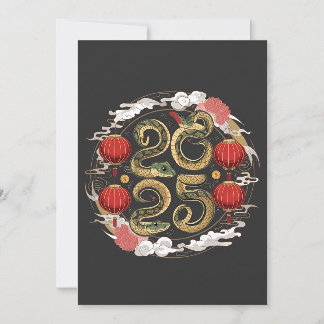 Happy Chinese New Year 2025 Snake Culture Holiday Card (Front)