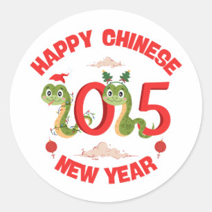 Happy Chinese New Year 2025 Year Of The Snake Classic Round Sticker