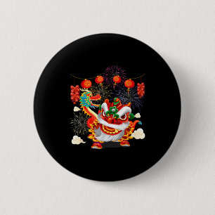 Happy Chinese New Year 2026 Lion Dance Lunar Festi 6 Cm Round Badge