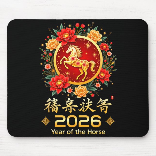 Happy Chinese New Year 2026 Lunar Year Of The Hors Mouse Pad (Front)