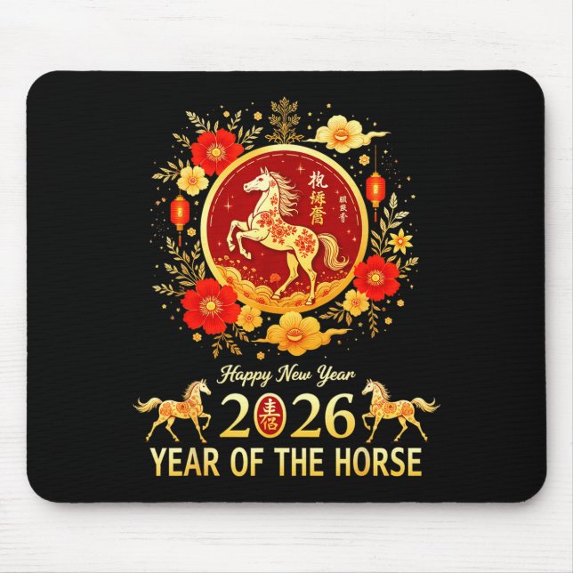 Happy Chinese New Year 2026 Lunar Year Of The Hors Mouse Pad (Front)