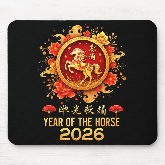 Happy Chinese New Year 2026 Lunar Year Of The Hors Mouse Pad (Front)