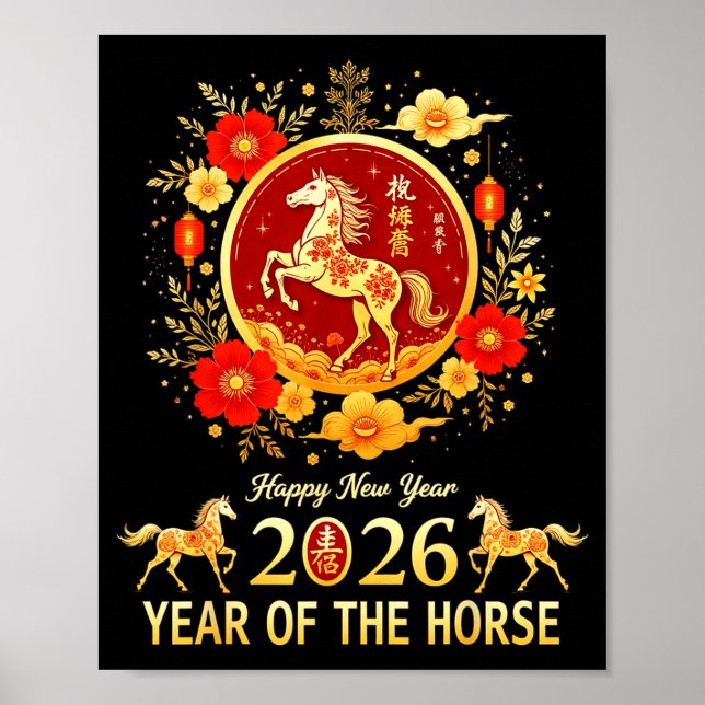 Happy Chinese New Year 2026 Lunar Year Of The Hors Poster (Front)