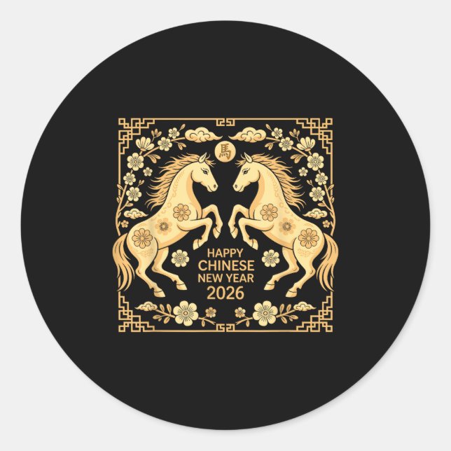Happy Chinese New Year 2026 Tee Lunar New Year Of  Classic Round Sticker (Front)
