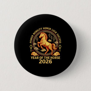 Happy Chinese New Year 2026 Year Of The Horse 2026 6 Cm Round Badge