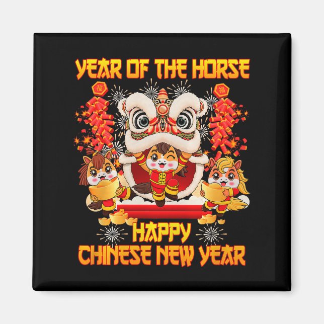 Happy Chinese New Year 2026 Year Of The Horse Kid  Magnet (Front)