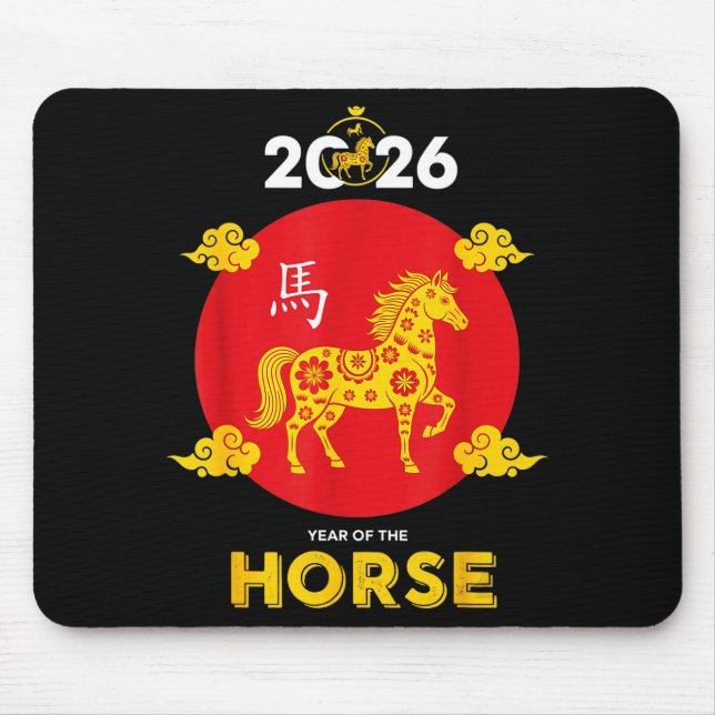 Happy Chinese New Year 2026 Year Of The Horse  Mouse Pad (Front)
