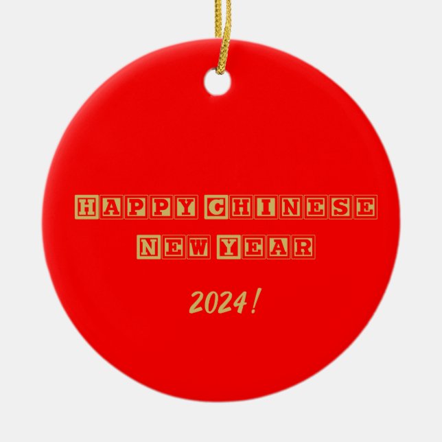 Happy Chinese New Year Ceramic Ornament (Front)