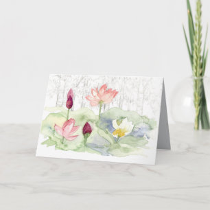 Happy Chinese New Year Lotus Flower Pond Card