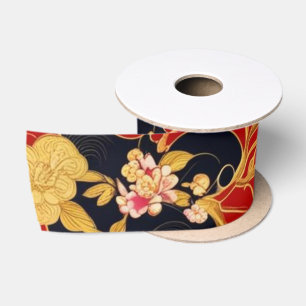 Happy Chinese New Year modern asian pattern Satin Ribbon