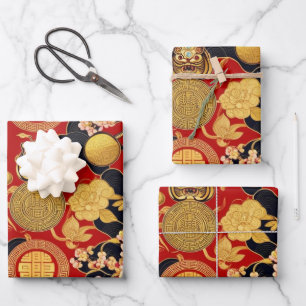 Happy Chinese New Year modern asian pattern Wrapping Paper Sheet