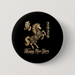 Happy Chinese New Year Of The Horse 2026 For Men W 6 Cm Round Badge