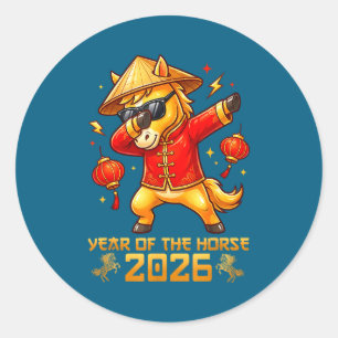 Happy Chinese New Year Of The Horse 2026 Lunar New Classic Round Sticker