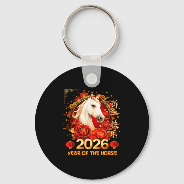 Happy Chinese New Year Of The Horse 2026 Lunar New Key Ring (Front)